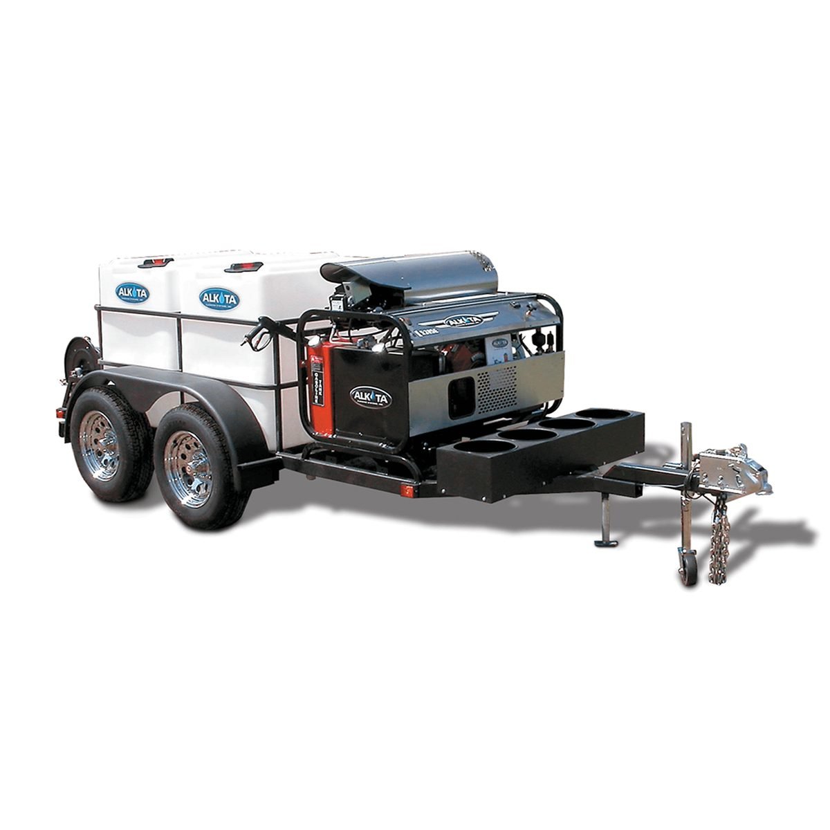 Trailer-mounted mobile pressure washing rig, similar to the equipment CWD Services runs
